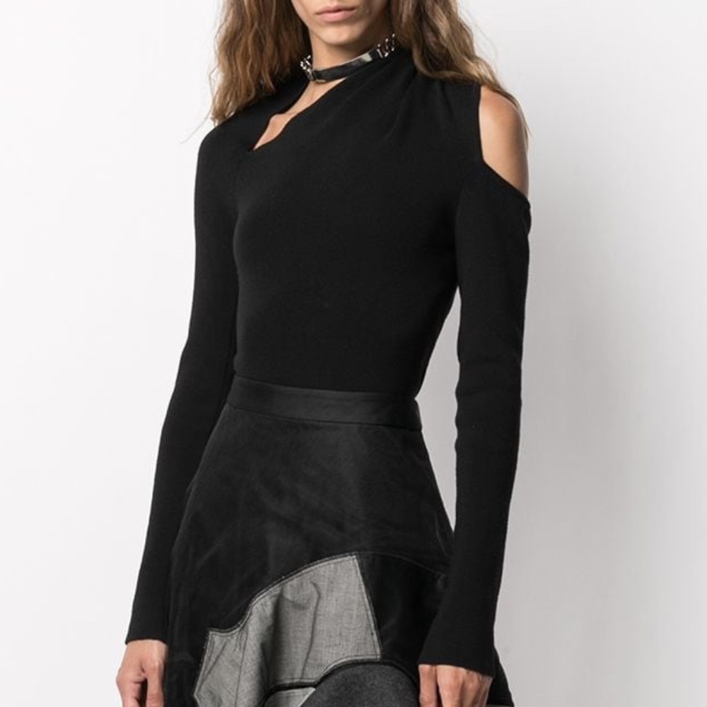Monse Black Asymmetric Cut-Out Wool Sweater sz S